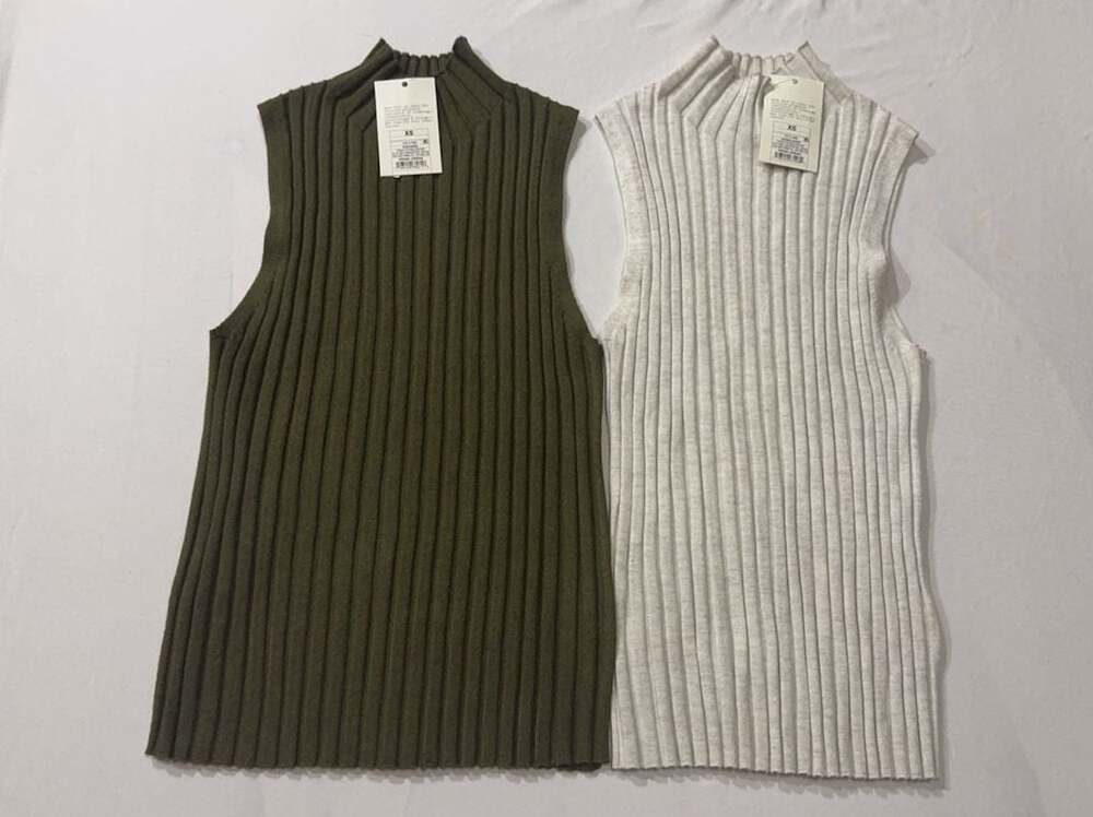 #159  Ribbed Mock Neck Tank Top Set Size XS